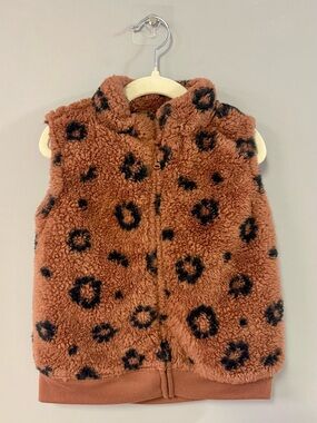 child of mine Rust Leopard Sherpa Zip Vest